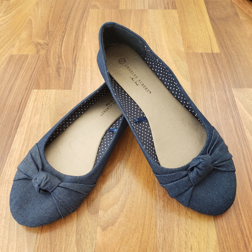 Charles Albert Denim Ballet Flats